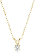 Amazon Essentials IGI Certified 0.25 Carat Solitaire Lab Grown Diamond Pendant Necklace in Solid White 14K Gold, Adjustable 16" Chain with 2" Extender, Jewelry for Women
