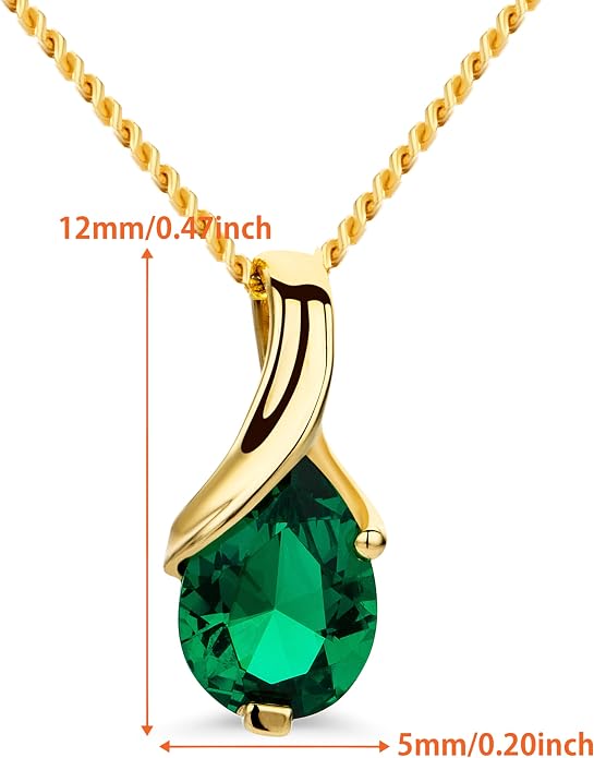 Orovi 14K Gold Necklace for Women in 14K Yellow Gold/White Gold 585 with Ruby/Sapphire/Emerald/Topaz/Amethyst Gemstone/Birthstone Pendant Necklace and Gold Chain 17.7 ″ Long - Women's Jewelry