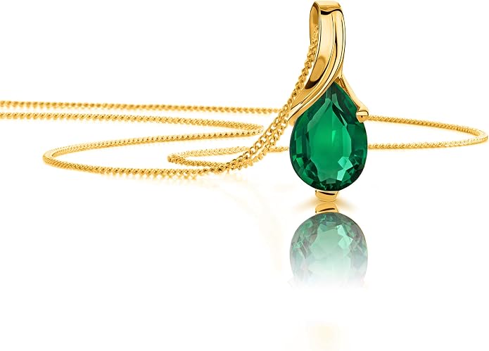 Orovi 14K Gold Necklace for Women in 14K Yellow Gold/White Gold 585 with Ruby/Sapphire/Emerald/Topaz/Amethyst Gemstone/Birthstone Pendant Necklace and Gold Chain 17.7 ″ Long - Women's Jewelry