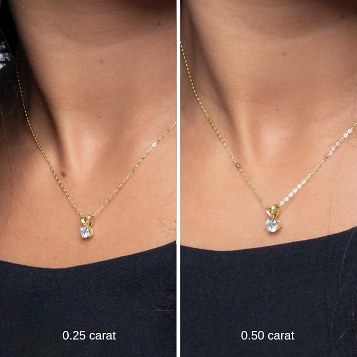 Amazon Essentials IGI Certified 0.25 Carat Solitaire Lab Grown Diamond Pendant Necklace in Solid White 14K Gold, Adjustable 16" Chain with 2" Extender, Jewelry for Women