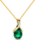 Orovi 14K Gold Necklace for Women in 14K Yellow Gold/White Gold 585 with Ruby/Sapphire/Emerald/Topaz/Amethyst Gemstone/Birthstone Pendant Necklace and Gold Chain 17.7 ″ Long - Women's Jewelry