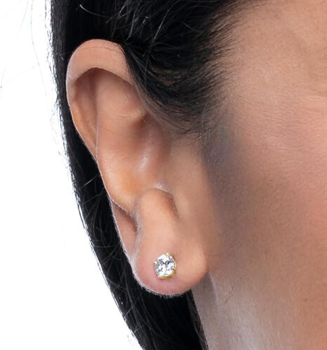 Amazon Essentials 0.25 to 1 Carat IGI Certified Solitaire Lab Grown Diamond Stud 14k Gold 4 Prong Round Cut Earrings (G-H Color VS1-VS2 Clarity)