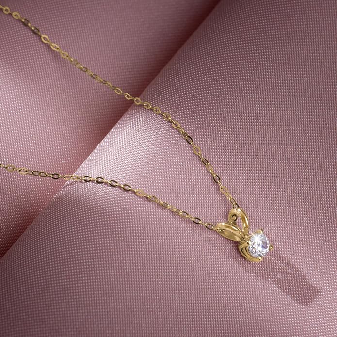 Amazon Essentials IGI Certified 0.25 Carat Solitaire Lab Grown Diamond Pendant Necklace in Solid White 14K Gold, Adjustable 16" Chain with 2" Extender, Jewelry for Women